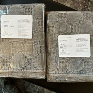 Pottery Barn velvet lattice stitch sham-set of two, standard, grey